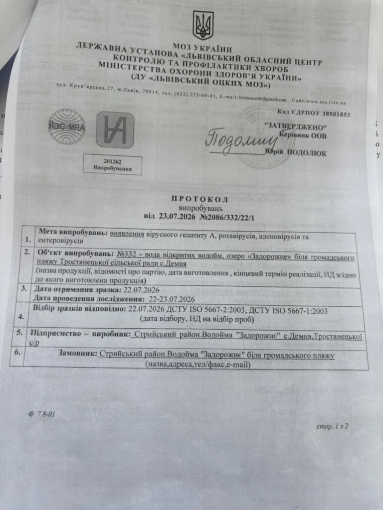 Яка ситуація з забороною купання на озері Задорожнє (Байкал)?